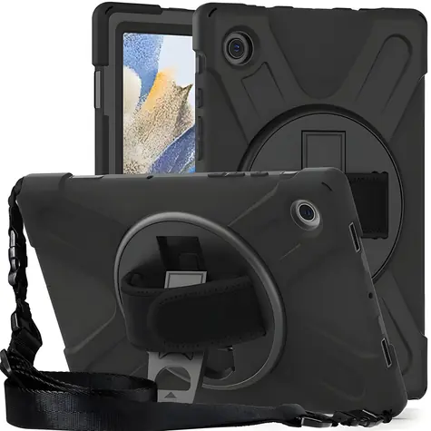 eSTUFF AUSTIN schwarze Hülle für Samsung Galaxy Tab A8 10.5 / Polycarbonat / mit Schultergurt