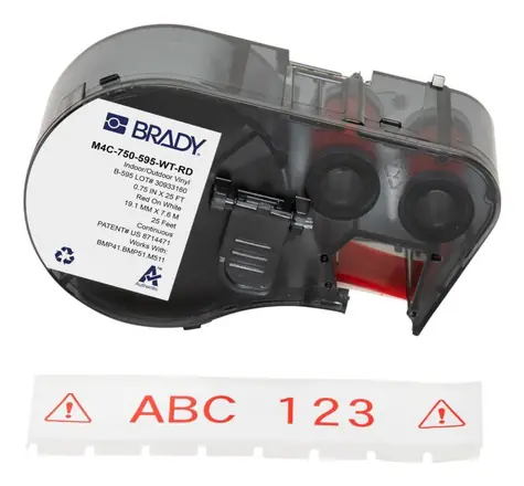 BRADY Druckerfarbband M410/BMP41/M510/BMP51/BMP53/M511 / Etikettendruckerfarbband / 19,1 mm / rot-weiß