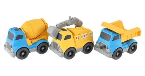 TEDDIES Baustellenfahrzeug-Set, 3-teilig / Freilaufend / Kunststoff / 7 x 10 cm / ab 3 Jahren
