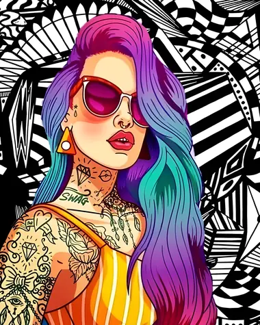 Norimpex Diamantmalerei Mädchen mit Tattoo / 30x40 cm