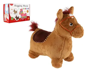 TEDDIES Hüpfpferd braun / Plüsch / Sattelhöhe 23 cm / batteriebetrieben mit Sound / ab 12 Monaten