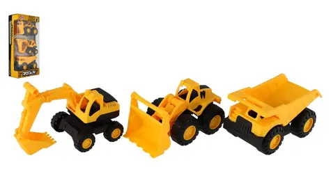 TEDDIES Baustellenfahrzeuge / 3 Stück / 12 cm / Kunststoff / Freilaufend