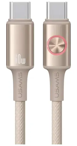 USAMS SJ752 Titanium / Datenkabel / USB-C (M) - USB-C (M) / 60 W / 1,2 m