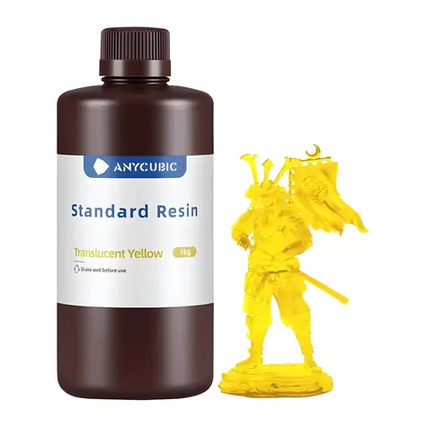 Anycubic Standard Resin, transparent gelb / Harz für 3D-Drucker / 405 nm / 1 kg / Härte 84-86 HD