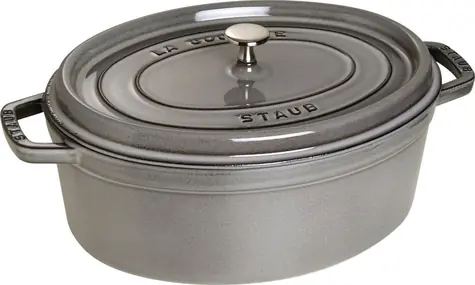Staub Runde Cocotte, graphitgrau / Kasserolle mit Deckel / 31 cm / Gusseisen
