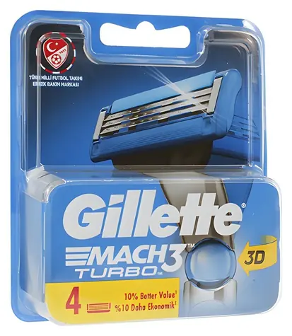 Gillette Mach3 Turbo Ersatzköpfe, 4 Stück
