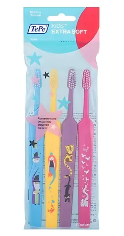 TePe Kids Select Kompaktzahnbürste, extra weich, 4 Stück