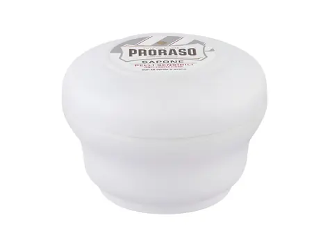 PRORASO Weiße Rasierseife im Tiegel, Rasierschaum, 150 ml
