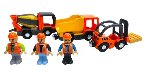 2KIDS TOYS Baustellenfahrzeug-Set mit Figuren / Baumaschinen / 3 Fahrzeuge + 3 Figuren / ab 3 Jahren