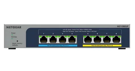 Netgear MS108EUP / Switch / 4- Port / 2,5 Gbit/s / PoE++ / 230 W