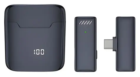 Kabelloses Mikrofon mit Ladeetui, schwarz / Mikrofon / USB-C-Anschluss