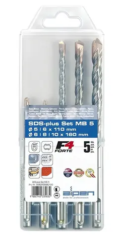 Alpen-Maykestag F4 MB5 SDS+ / Beton- und Mauerwerksbohrer-Set / 5-6x110 mm / 6-8-10x160 mm