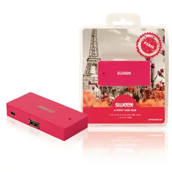 Sweex Paris Fuchsia / USB-Hub / 4 Anschlüsse