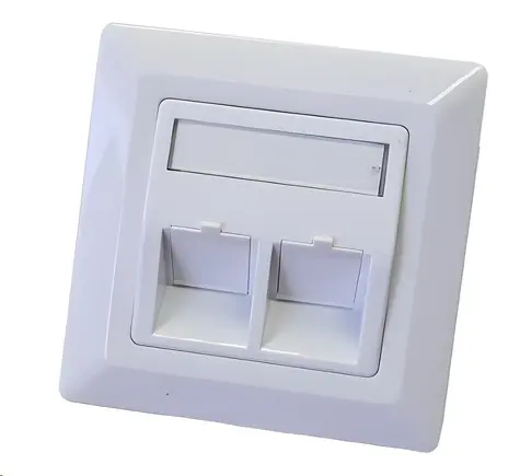 Lexi-net Steckdose, unbestückt, universell, 2 Port, 80 x 80 mm, weiß / Steckdose / 2 Ports / Keystone KSL, TA / Metallgehäuse