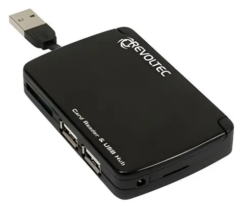 Revoltec Kartenleser 70v1 + USB 2.0 Hub / Speicherkartenleser / 70 in 1 / USB 2.0