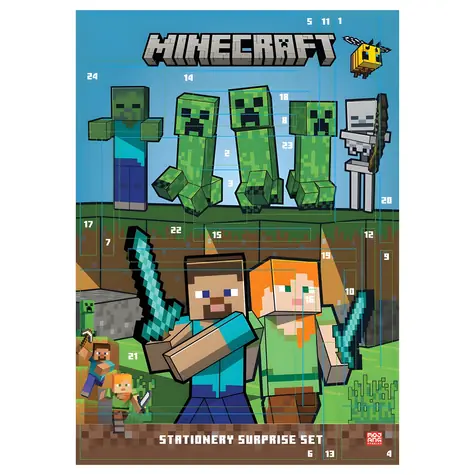 PYRAMID Adventskalender Minecraft V2 / 24 Türchen / Schreibwaren / Lizenziertes Design