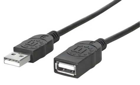 Manhattan Kabel USB 2.0 A-A černý / Prodlužovací kabel / 1,8 m / 480 Mbit/s