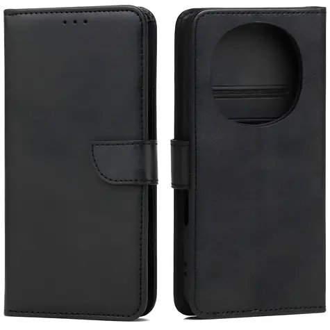 Marv Wallet Case für Honor Magic 8, schwarz / Hülle / Brieftasche mit Kartenfach / Kunstleder
