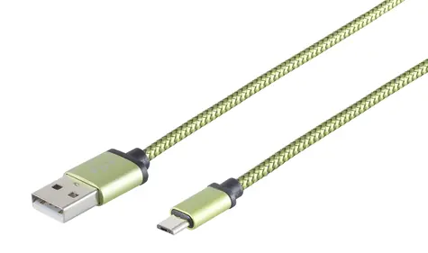 SCONN USB-A auf Micro-USB / Ladekabel / Nylon / Grün / 0,9 m
