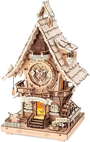 Robotime Rokr 3D Holzpuzzle Kuckucksuhr / ab 14 Jahren / 435 Teile / Schwierigkeitsgrad: hoch