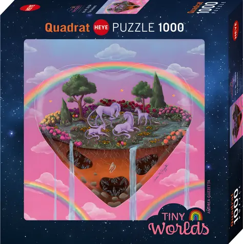 HEYE Puzzle Tiny Worlds: Einhörner / Quadratisch / 1000 Teile / 56 × 56 cm