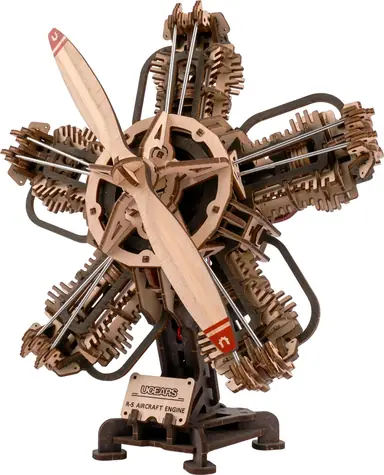Ugears 3D-Holzpuzzle „Flugzeugmotor R-5“ / 470 Teile
