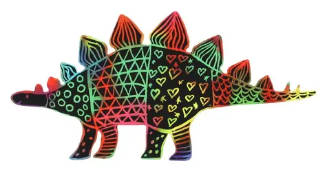 TEDDIES Rubbelbild Regenbogen Dinosaurier / 9 Stück / 13-15 cm / ab 3 Jahren