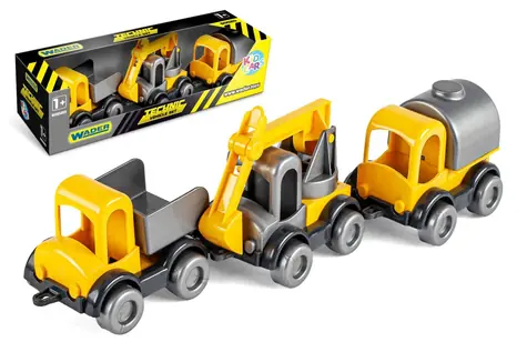 Wader Kinder-Baustellenwagen-Set, 3-teilig / Kunststoff / 10 cm / ab 12 Monaten