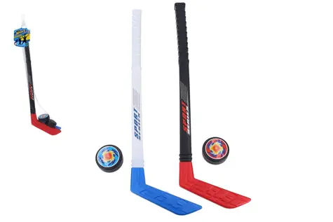 WIKY Hockeyschläger-Set mit Puck / Kinderset / 2 Hockeyschläger + 2 Pucks / Kunststoff / im Netz / ab 3 Jahren