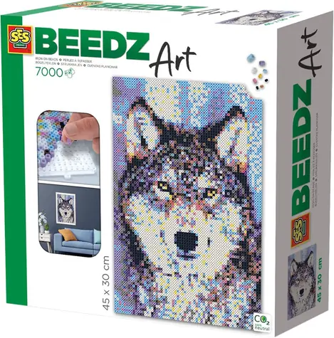 SES Creative Aufbügelperlen Kunstwolf / 7000 Stück / 30 x 40 cm / ab 12 Jahren