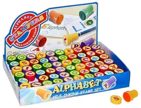 WIKY Stempel-Alphabet / Selbstfärbend / Kunststoff / Einzelne Buchstaben / ab 3 Jahren