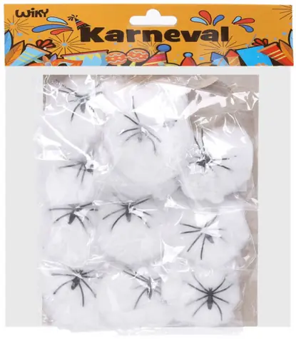 WIKY Spinnennetz mit Halloween-Spinne / Partydekoration / 12 Stück / Spinne ca. 5 cm