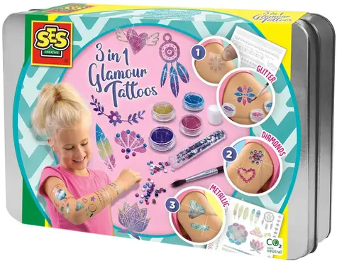 SES Creative Kreatives Set Charmantes 3-in-1-Tattoo / Temporäres Tattoo / ab 5 Jahren