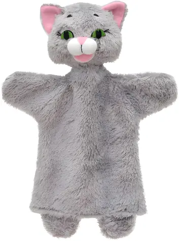 MORAVSKÁ ÚSTŘEDNA Puppe mit Hausschuhen Graues Kätzchen / 26 cm / ab 3 Jahren