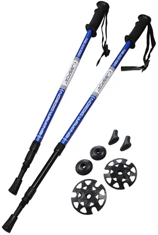 KUBIsport Trekkingstöcke 3-teilig blau / Trekkingstöcke / ANTISHOCK-Federung / 65-135 cm / Aluminium, Graphit