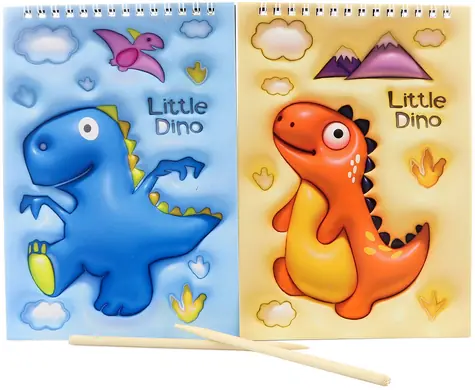 Orion Rubbel-Notizbuch Dinosaurier / 8 Blatt + Rubbelstift / 2 Varianten / ab 3 Jahren