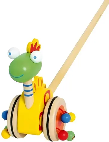 Bino Dinosaurier-Rutschauto aus Holz / 55 cm / Holz / ab 18 Monaten