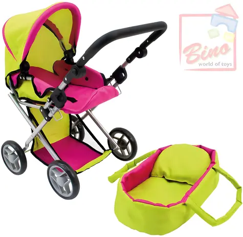 Bino Puppenwagen Paula / Abnehmbare Babywanne / 32 × 67 × 62 cm / ab 3 Jahren
