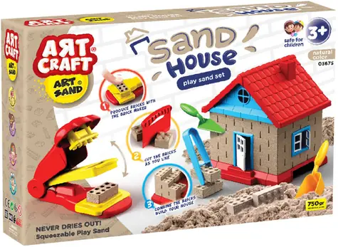 Bino Kinetic Sand Haus / Set mit Werkzeugen / 750 g / ab 3 Jahren