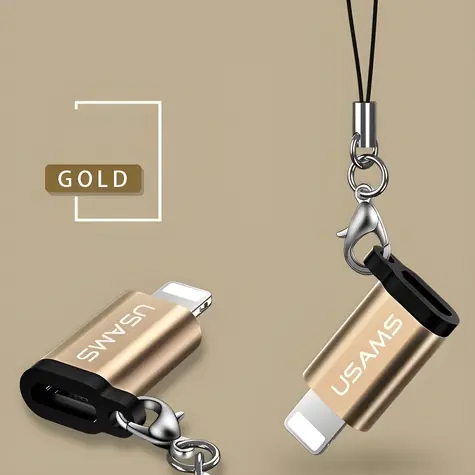 USAMS SJ152 Gold / Adapter / Micro-USB auf Lightning / mit Kabel