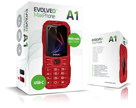 Evolveo MaxPhone A1 rot / Tastenhandy / 2,4" / Dual-SIM / Bluetooth / USB-C