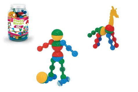 Wader Lustiges Baustein-Set / 58 Teile / Kunststoff / Kunststoffbox / ab 3 Jahren