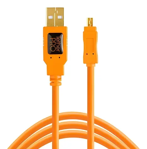 Tether Tools TetherPro orange / Kabel / USB 2.0 A auf Mini-USB B / 8-polig / 4,6 m