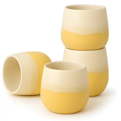 Goodwei Fuji Gelb / Keramiktassen-Set / 4-teilig / 200 ml