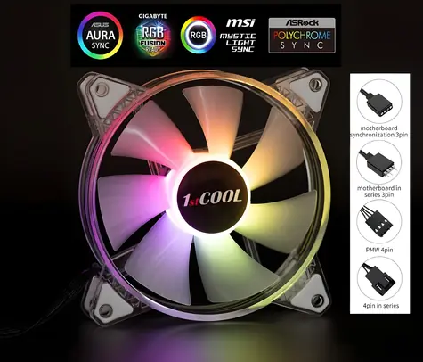 1stCool AURA EVO Kristalllüfter / 120 mm / ARGB / 1200 U/min