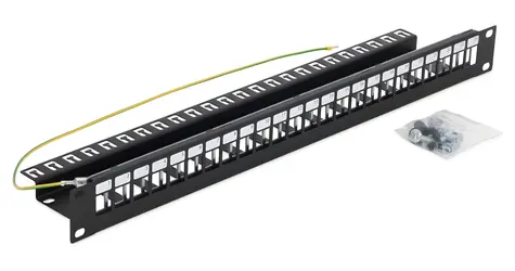 Triton Patchpanel 19" modular / 1 HE / für max. 24 Keystone-Karten / Loch 14,8 x 17,5 mm / grau