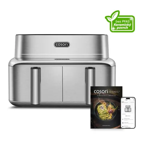 Cosori Iconic Dual Edelstahl-Heißluftfritteuse / 2700 W / 8,6 l / Keramik