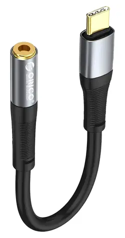 Orico AXC-02 schwarz / Audioadapter / USB-C auf 3,5-mm-Klinkenstecker / 20 cm