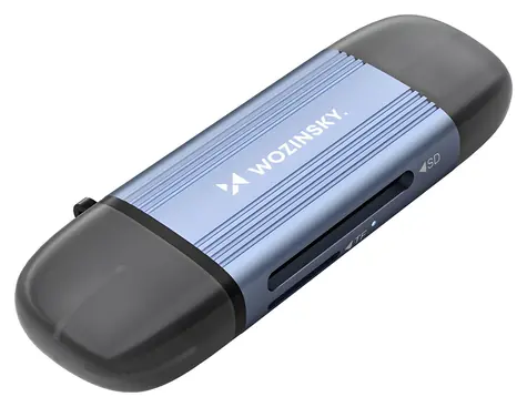 Wozinsky WCR-5G grau / Speicherkartenleser / SD, microSD / USB-A 3.0, USB-C 3.0 / Aluminiumgehäuse