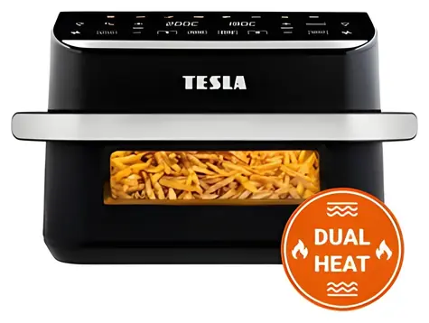 TESLA AirCook DualHeat QD575 XXL schwarz / Heißluftfritteuse / DualHeat-Technologie / Volumen 10 l
